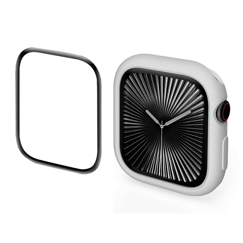 ENKAY HAT PRINCE For Apple Watch Series 11 / 10 46mm   2 in 1 Candy Color TPU Watch Case with Full Coverage PMMA Soft Film - Light Grey