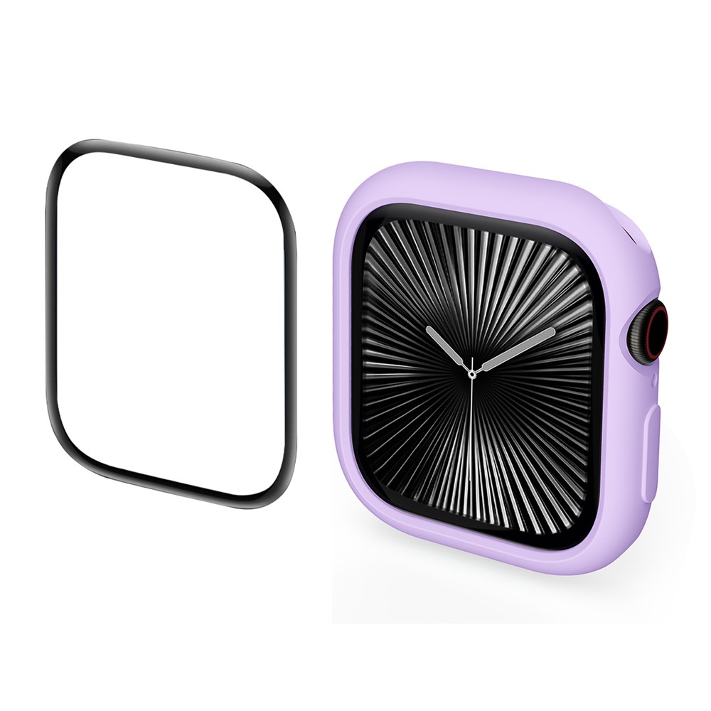ENKAY HAT PRINCE For Apple Watch Series 11 / 10 46mm 2 in 1 Candy Color TPU Watch Case with Full Coverage PMMA Soft Film - Purple
