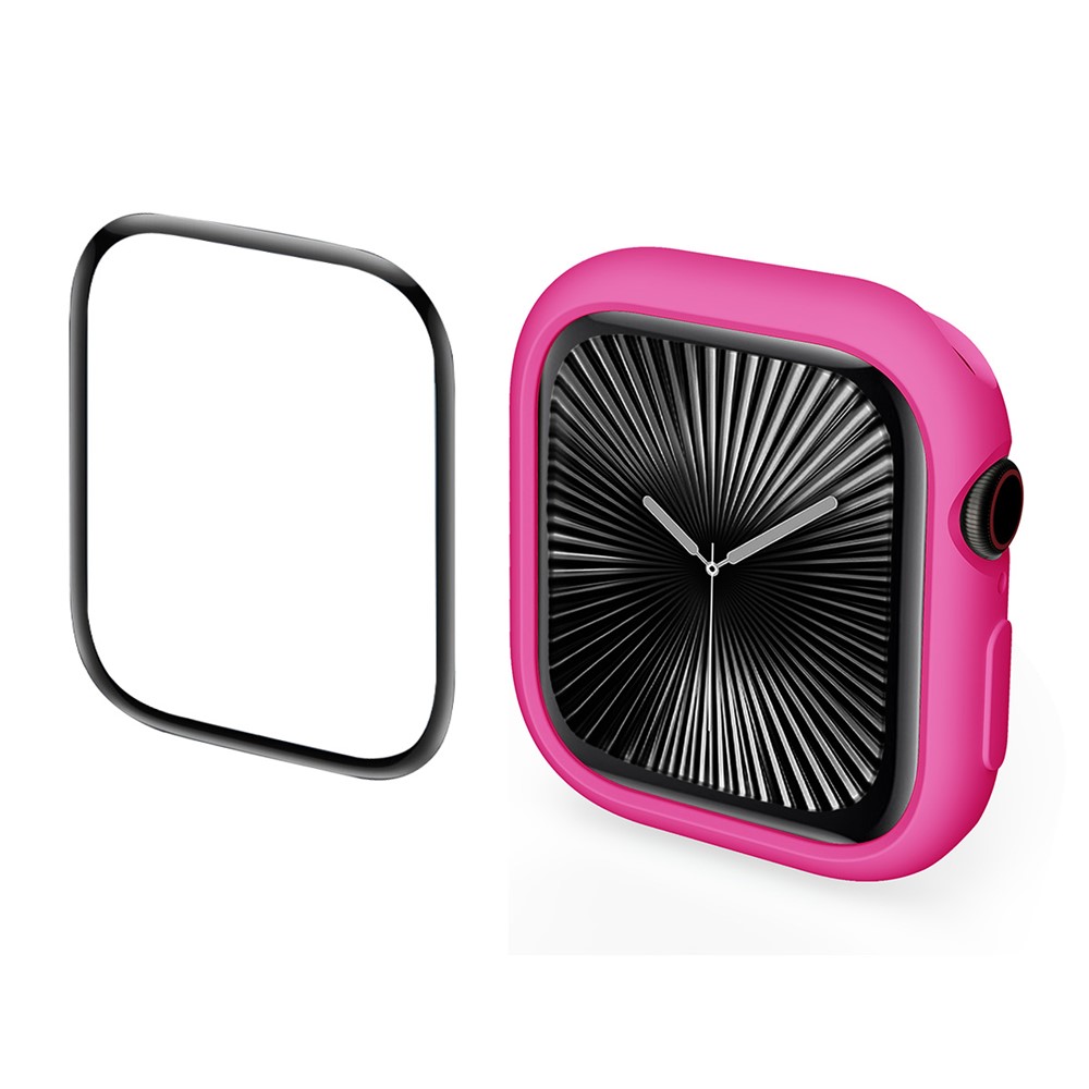 ENKAY HAT PRINCE For Apple Watch Series 11 / 10 42mm   2 in 1 Candy Color TPU Watch Case with Full Coverage PMMA Soft Film - Rose