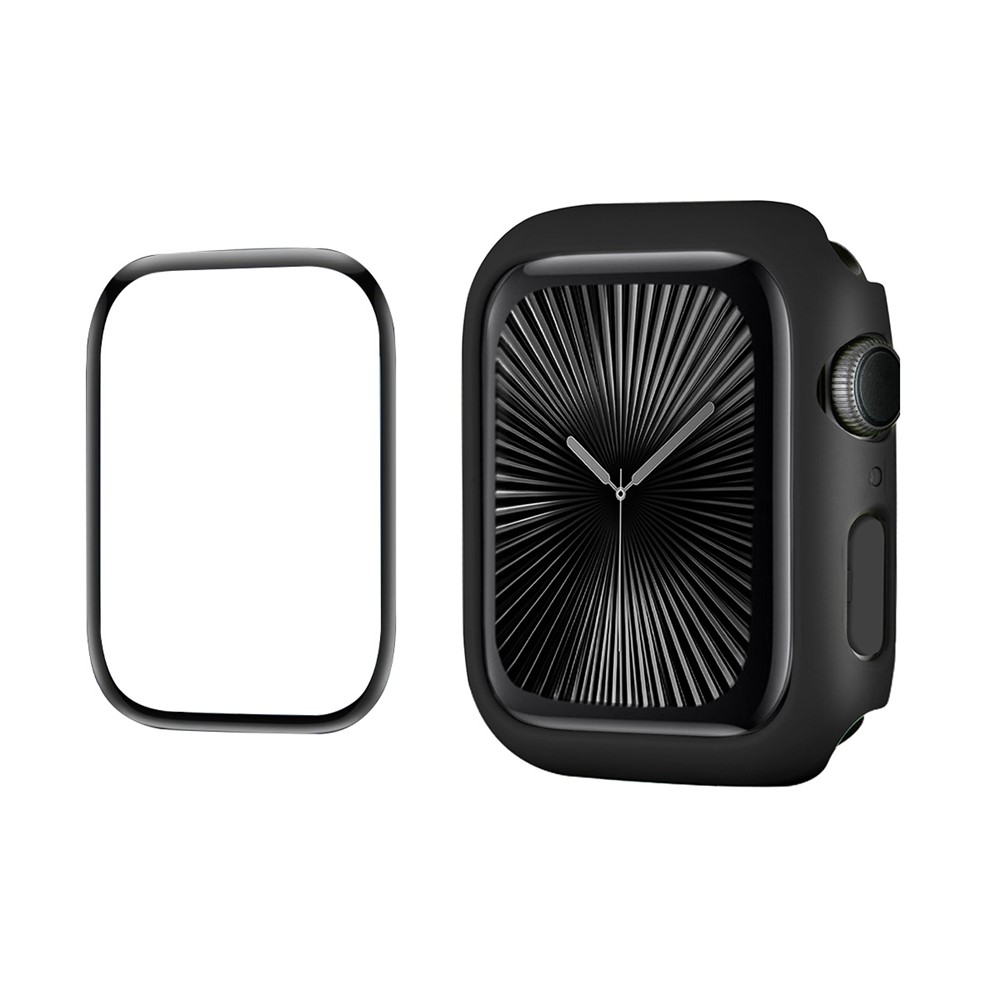 ENKAY HAT PRINCE For Apple Watch Series 11 / 10 42mm   Solid Color PC Watch Case Shockproof Cover with Full Coverage PMMA Soft Film - Black