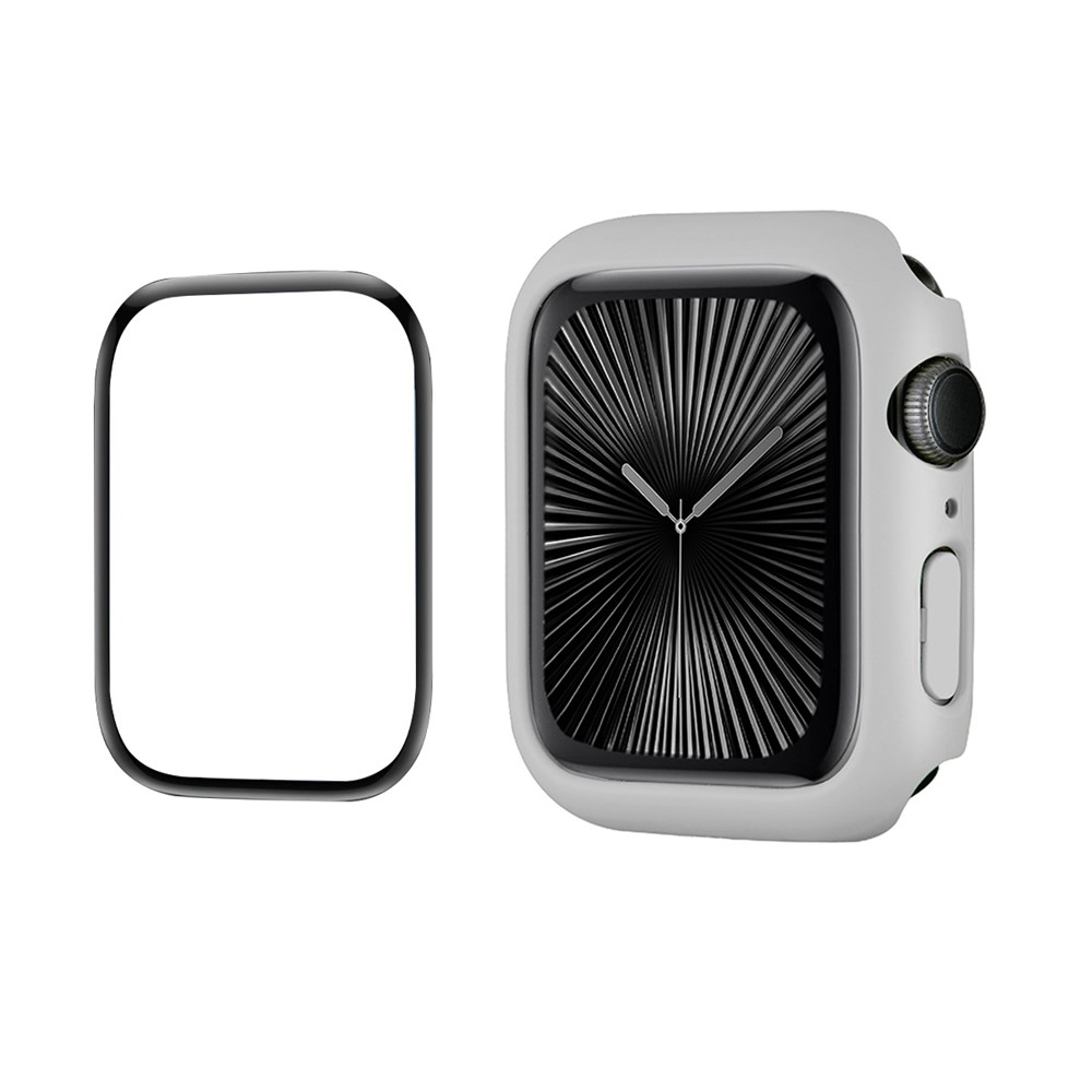 ENKAY HAT PRINCE For Apple Watch Series 11 / 10 42mm   Solid Color PC Watch Case Shockproof Cover with Full Coverage PMMA Soft Film - Light Grey