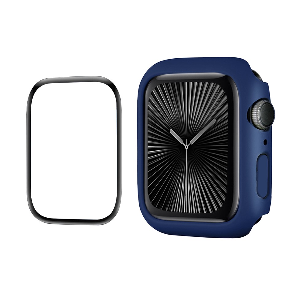 ENKAY HAT PRINCE For Apple Watch Series 11 / 10 42mm   Solid Color PC Watch Case Shockproof Cover with Full Coverage PMMA Soft Film - Dark Blue