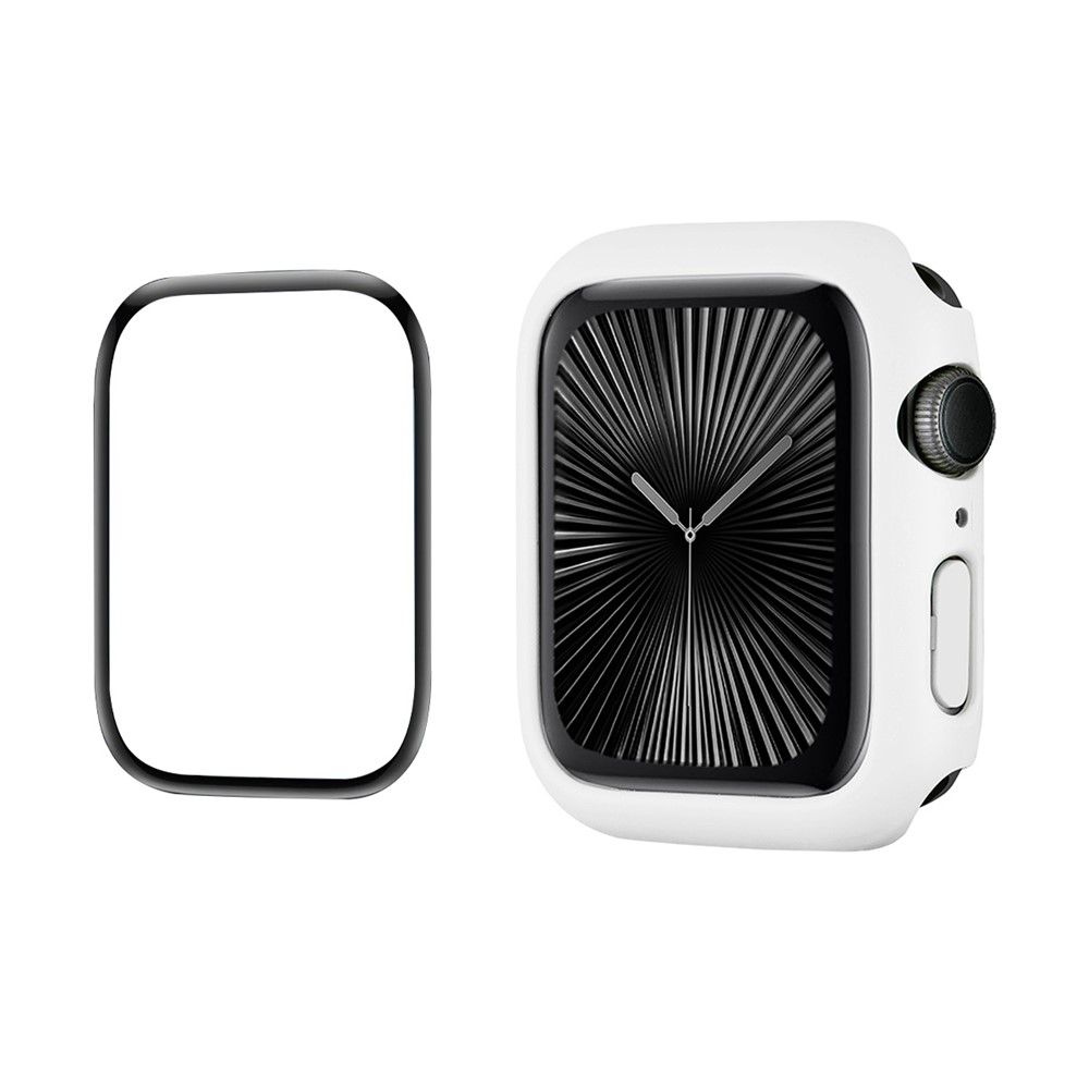 ENKAY HAT PRINCE For Apple Watch Series 11 / 10 46mm   Solid Color PC Watch Case Shockproof Cover with Full Coverage PMMA Soft Film - White