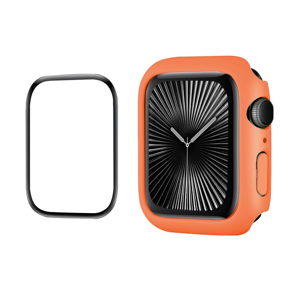 ENKAY HAT PRINCE For Apple Watch Series 11 / 10 46mm   Solid Color PC Watch Case Shockproof Cover with Full Coverage PMMA Soft Film - Orange