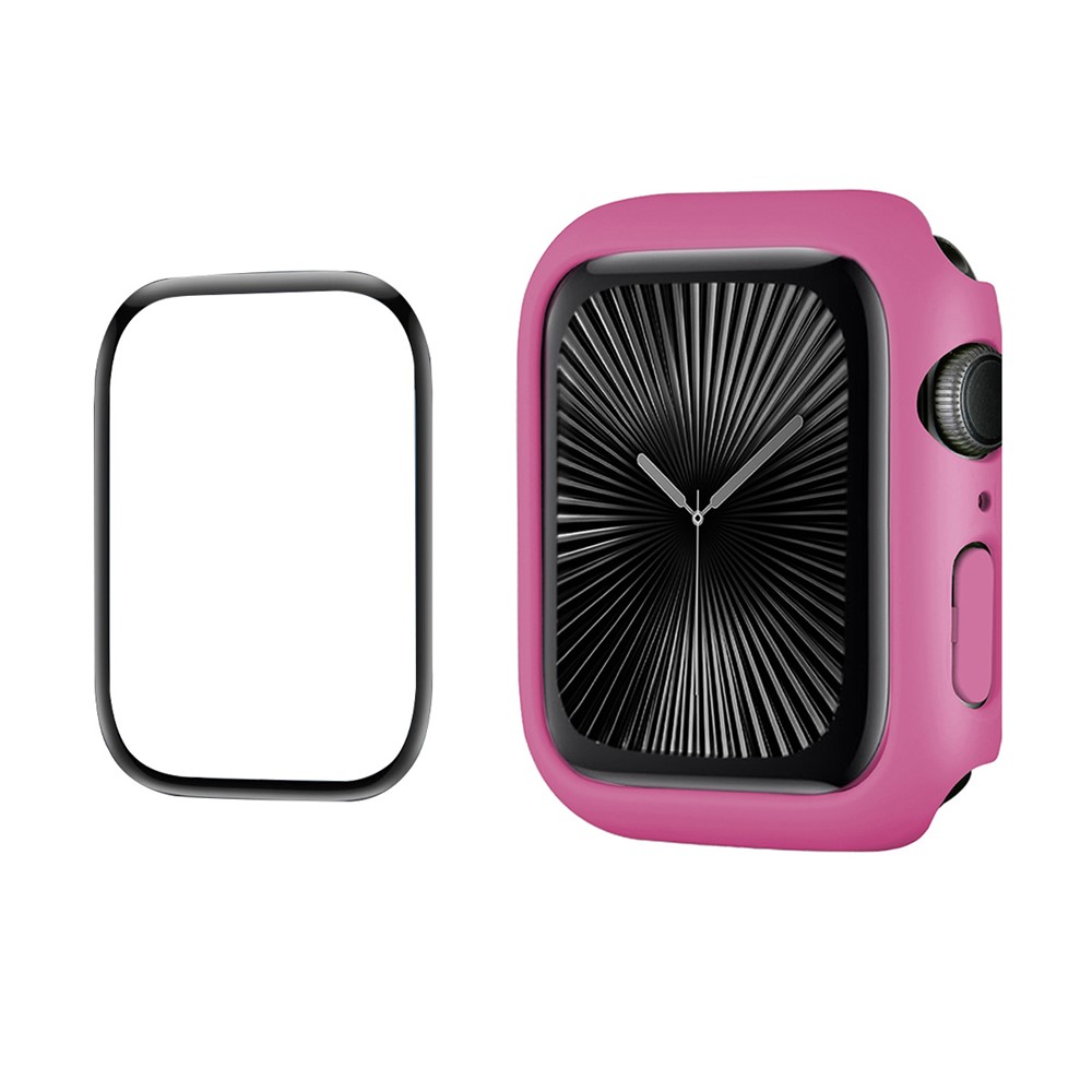 ENKAY HAT PRINCE For Apple Watch Series 11 / 10 46mm   Solid Color PC Watch Case Shockproof Cover with Full Coverage PMMA Soft Film - Rose