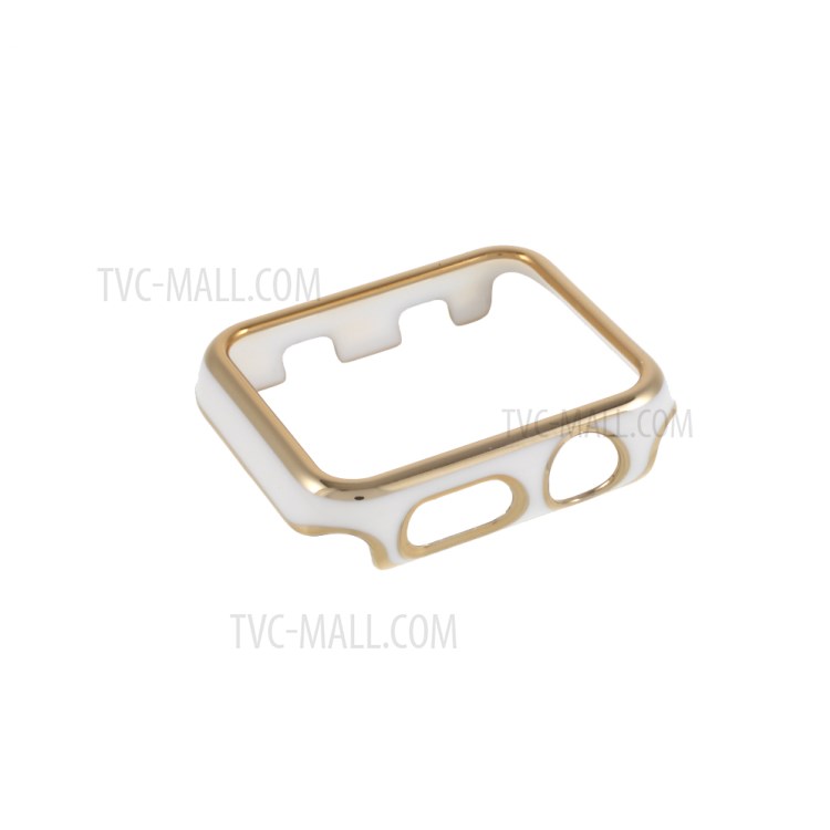 Great Protection Electroplated Frame Case for Apple Watch Series 1/2/3 42mm - Gold/White-2