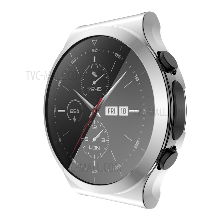 Caso De Quadro De Relógio Protetor De Protetor De Tpu Macio Eletrodométrico Para Huawei Watch GT2 Pro / Assista GT2 ECG. - Prata-2