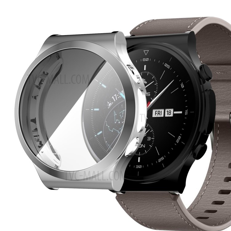 Caso De Quadro De Relógio Protetor De Protetor De Tpu Macio Eletrodométrico Para Huawei Watch GT2 Pro / Assista GT2 ECG. - Prata-6