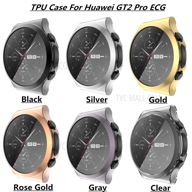 Caso De Quadro De Relógio Protetor De Protetor De Tpu Macio Eletrodométrico Para Huawei Watch GT2 Pro / Assista GT2 ECG. - Prata-9