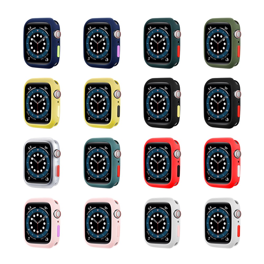 Candy Color Soft Silicone Smart Watch Protector Case for Apple Watch Series 6/SE/5/4 40mm - White / Pink-10