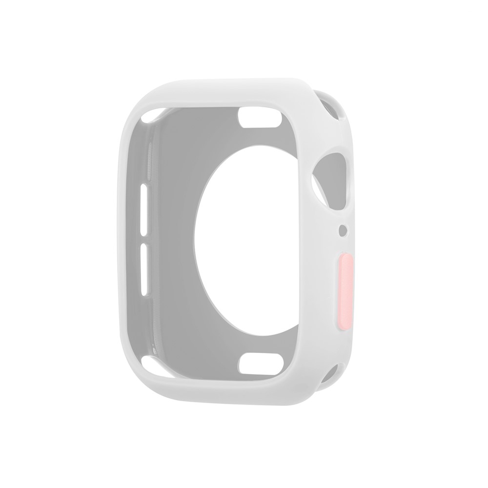Candy Color Soft Silicone Smart Watch Protector Case for Apple Watch Series 6/SE/5/4 40mm - White / Pink-2