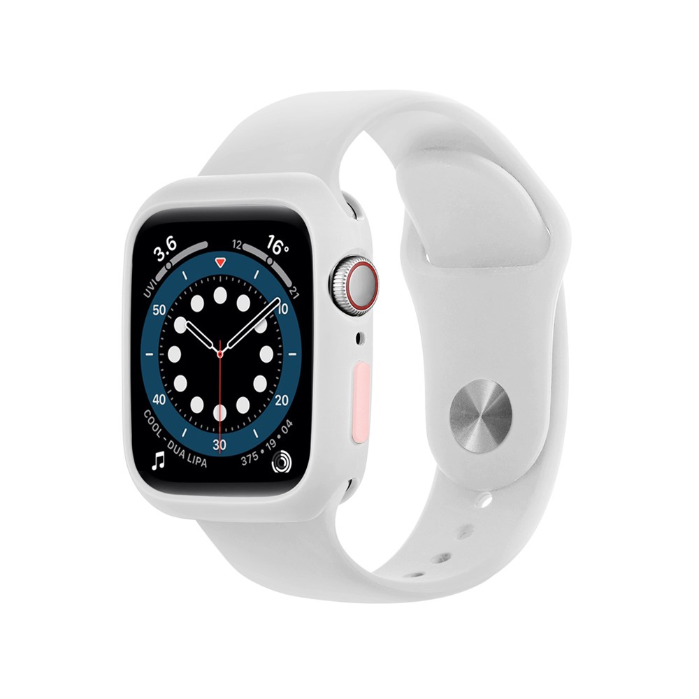 Candy Color Soft Silicone Smart Watch Protector Case for Apple Watch Series 6/SE/5/4 40mm - White / Pink-5