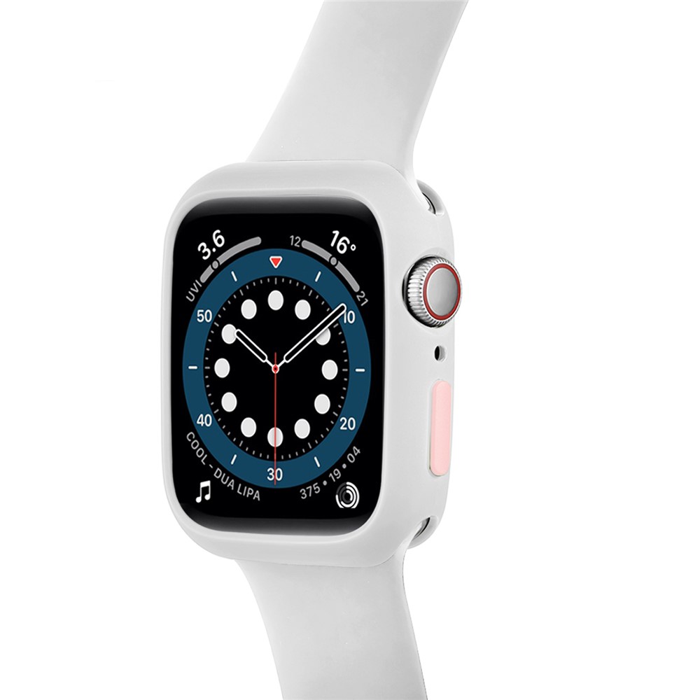 Candy Color Soft Silicone Smart Watch Protector Case for Apple Watch Series 6/SE/5/4 40mm - White / Pink-7