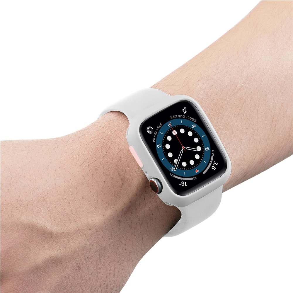 Candy Color Soft Silicone Smart Watch Protector Case for Apple Watch Series 6/SE/5/4 40mm - White / Pink-8