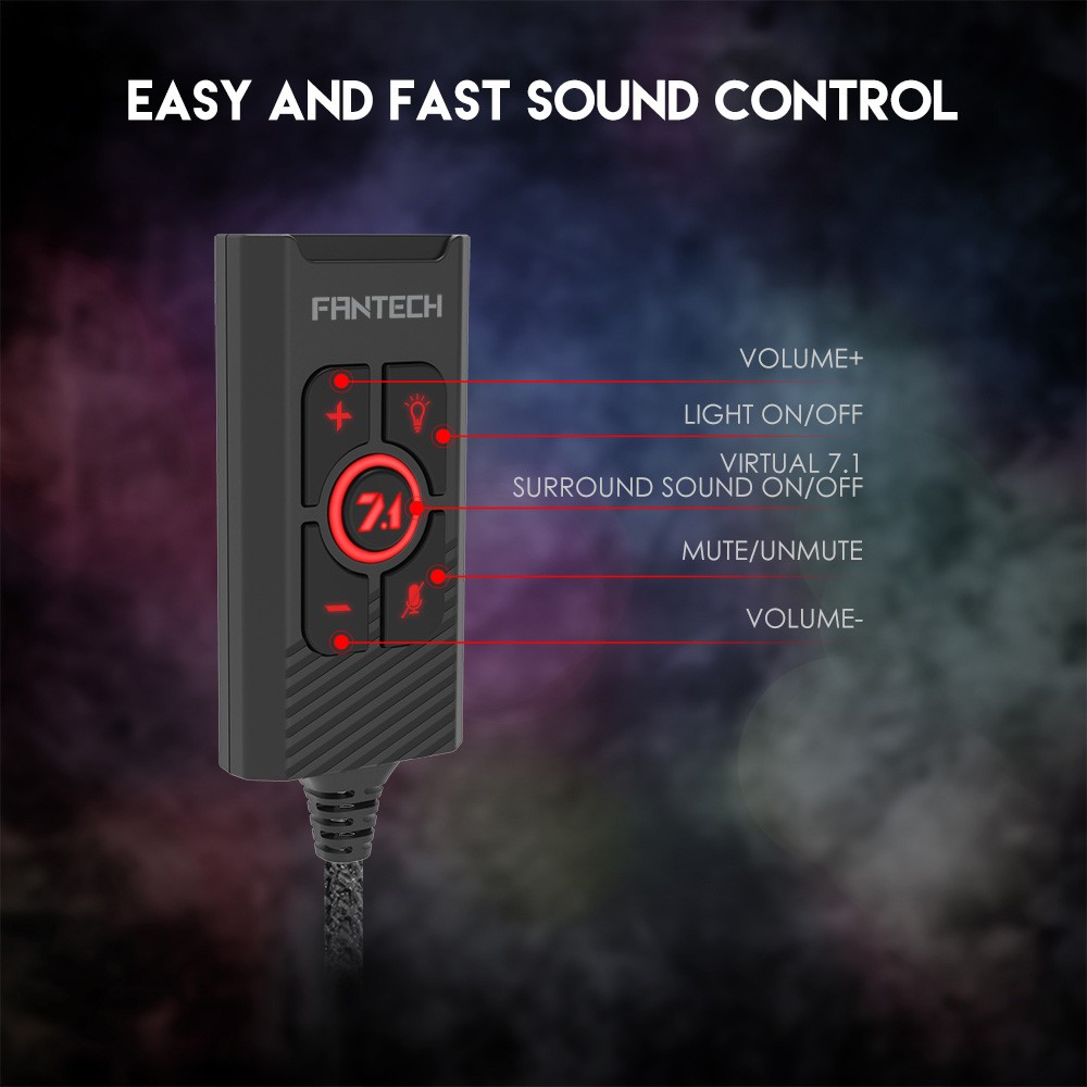 100Pcs FANTECH AC3002 7.1 Audio Sound Card Volume and Mic Risk Controller for Gaming Headset-3