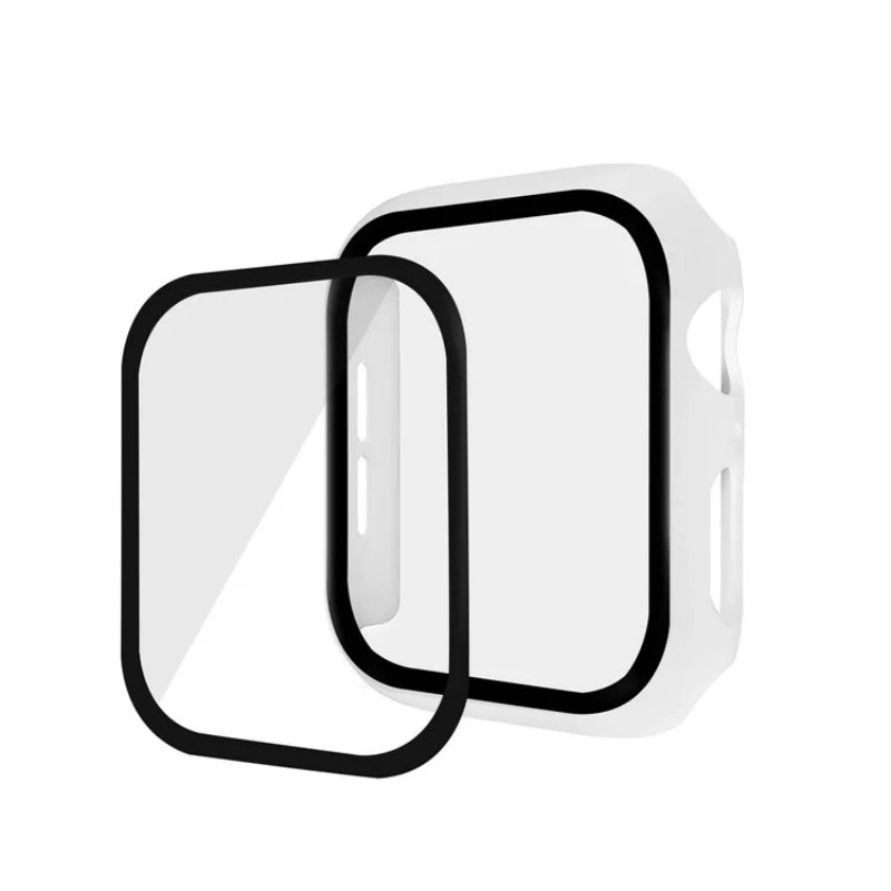 WANLONFENG For Apple Watch Series SE3 / SE2 / SE1 /  6 / 5 / 4 40mm Watch Case  PC Frame Cover with Tempered Glass Screen Protector - White