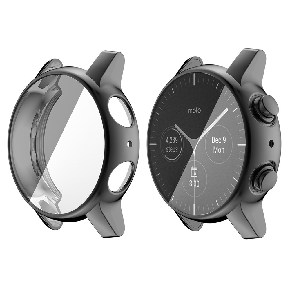 HAT PRINCE Electroplating Shockproof Soft TPU Watch Cover Case Frame for Motorola Moto 360 3rd Gen - Black-1