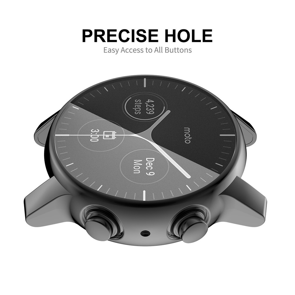 HAT PRINCE Electroplating Shockproof Soft TPU Watch Cover Case Frame for Motorola Moto 360 3rd Gen - Black-4