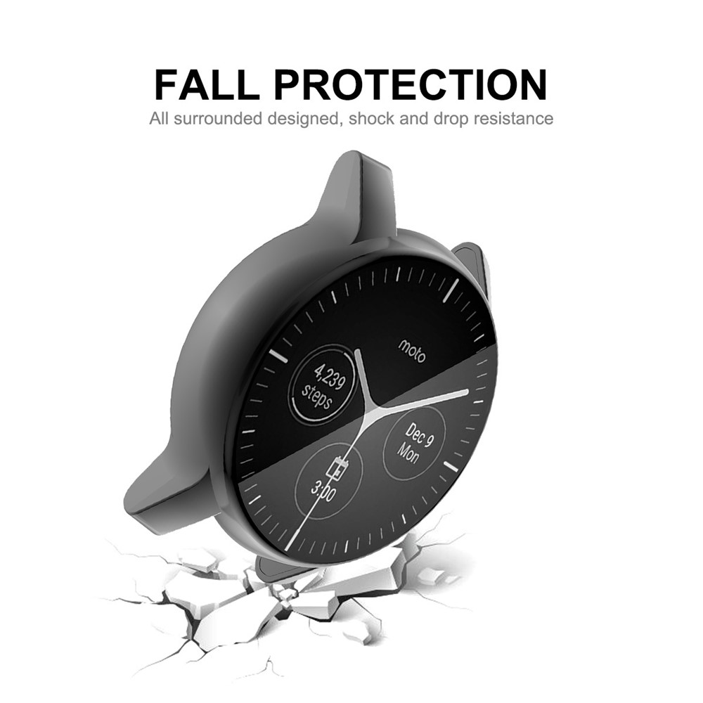 HAT PRINCE Electroplating Shockproof Soft TPU Watch Cover Case Frame for Motorola Moto 360 3rd Gen - Black-8