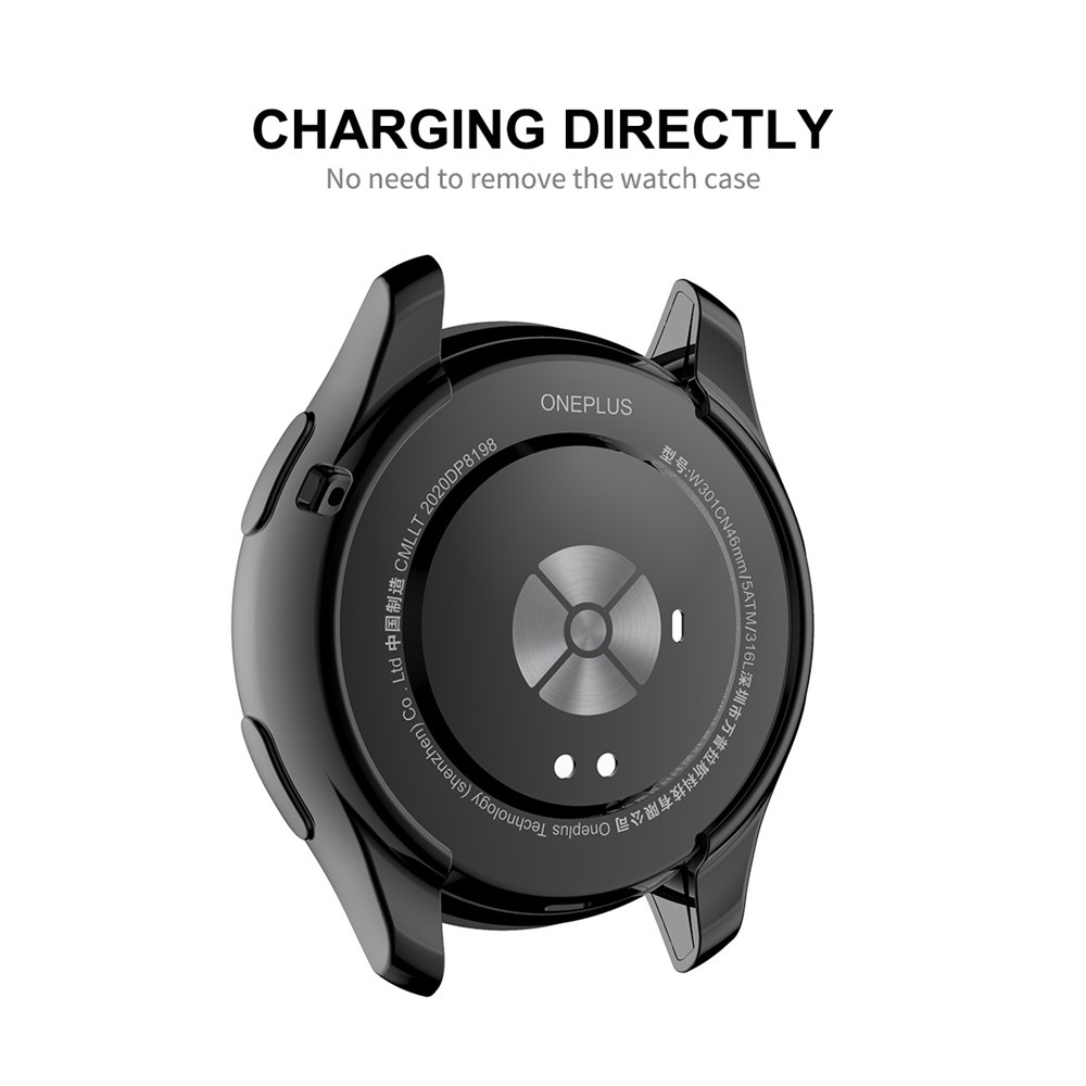HAT PRINCE All-round Protective Electroplating TPU Smart Watch Case Shell Cover for OnePlus Watch - Black-3