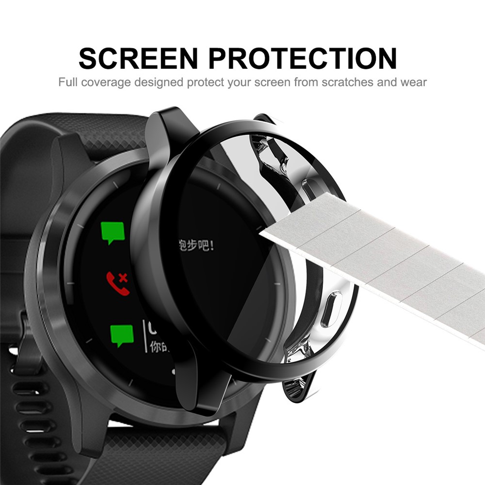 HAT PRINCE Electroplated TPU Full Coverage Anti-fall Smart Watch Case Shell for Garmin Venu 2 45mm/Vivoactive 4 45mm - Black-6