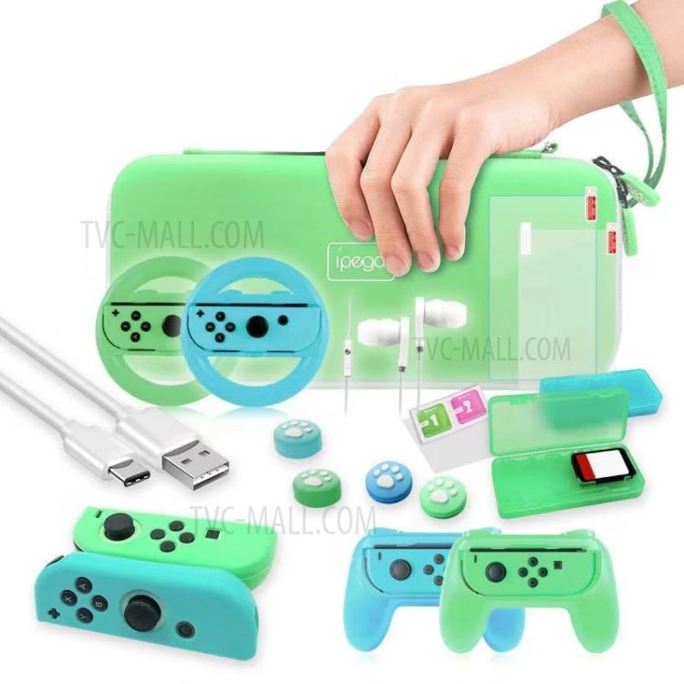 IPEGA PG-SW053 26 in 1 Screen Protector Earphone Steering Wheel Rocker Covers Card Box Carrying Case Kit for Nintendo Switch-1