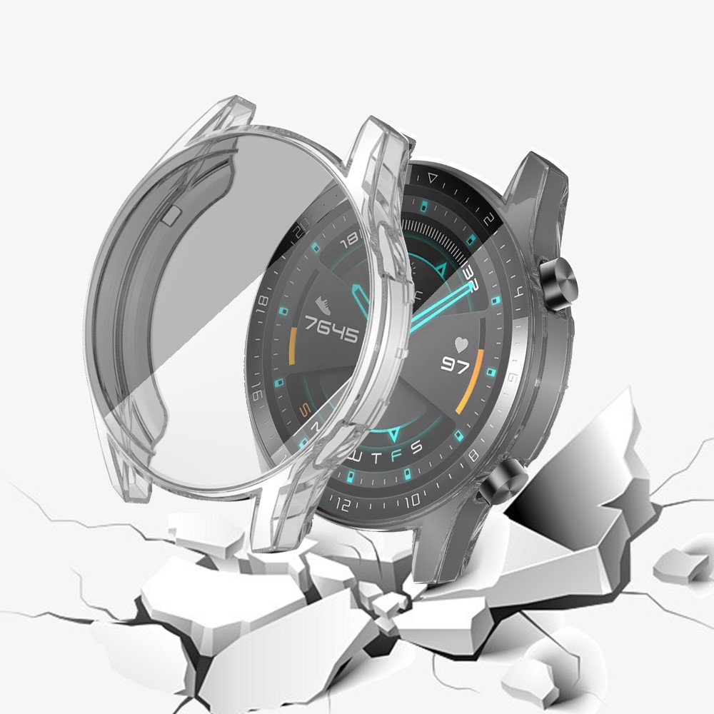 Full Coverage TPU Electroplate Smart Watch Protective Frame Case for Huawei Watch GT 2 46mm - Transparent-7