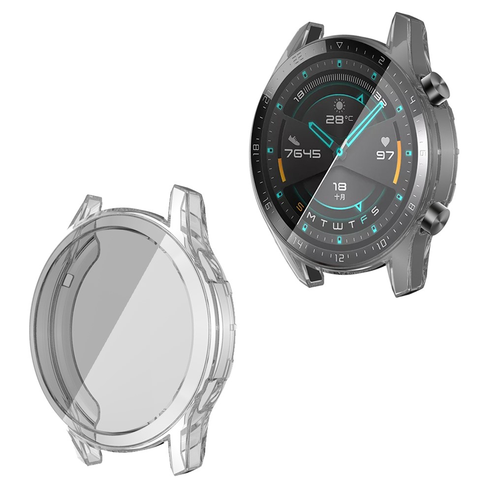 Full Coverage TPU Electroplate Smart Watch Protective Frame Case for Huawei Watch GT 2 46mm - Transparent-9