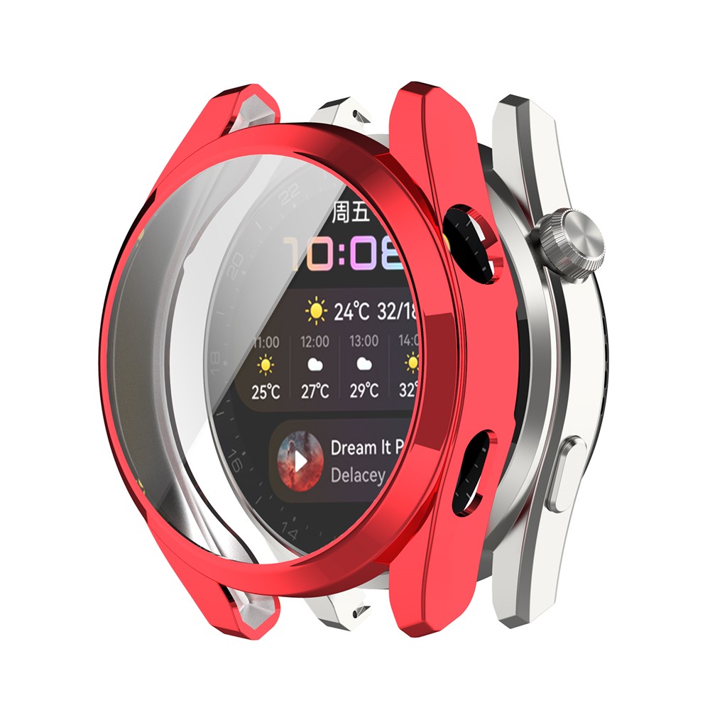 Scratch-Resist Frame Protective Bumper Soft TPU Electroplate Full Around Case Cover Shell for Huawei Watch 3 Pro - Red-1