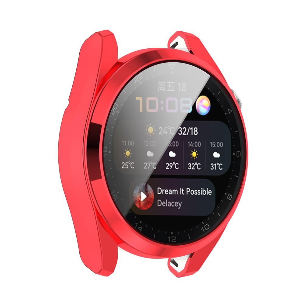 Scratch-Resist Frame Protective Bumper Soft TPU Electroplate Full Around Case Cover Shell for Huawei Watch 3 Pro - Red-3