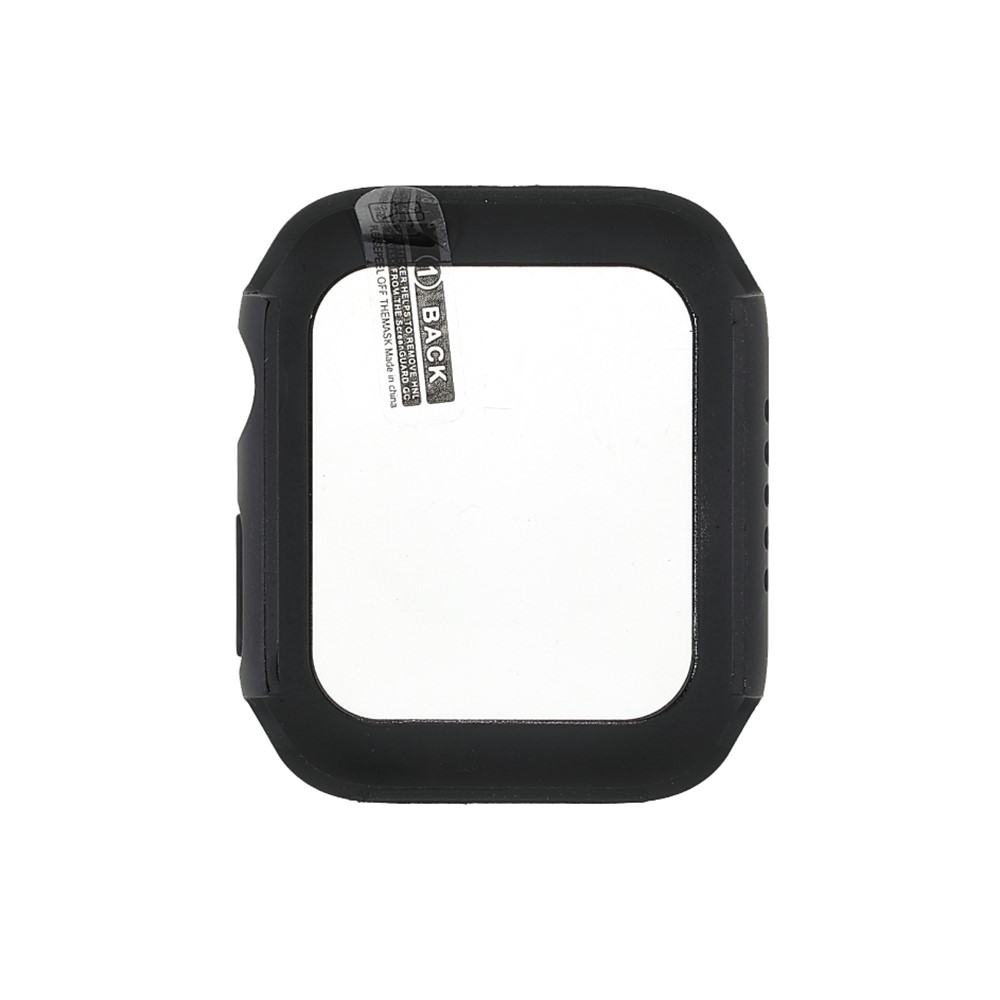 Matte Rubberized Case Frame Tempered Glass Protector for Apple Watch Series 7 41mm-2