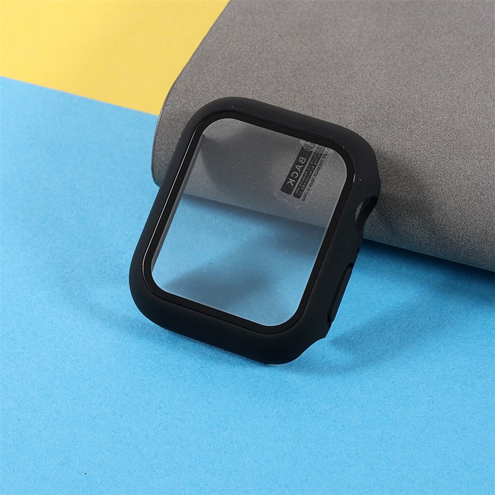 Matte Rubberized Case Frame Tempered Glass Protector for Apple Watch Series 7 41mm-6