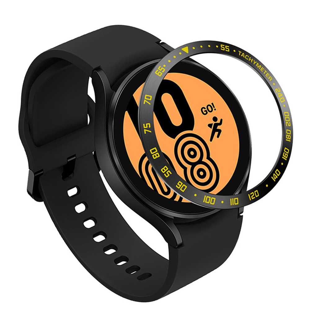 Decorative Stainless Steel Watch Bezel Ring Cover Protector for Samsung Galaxy Watch4 40mm - Black/Yellow-1