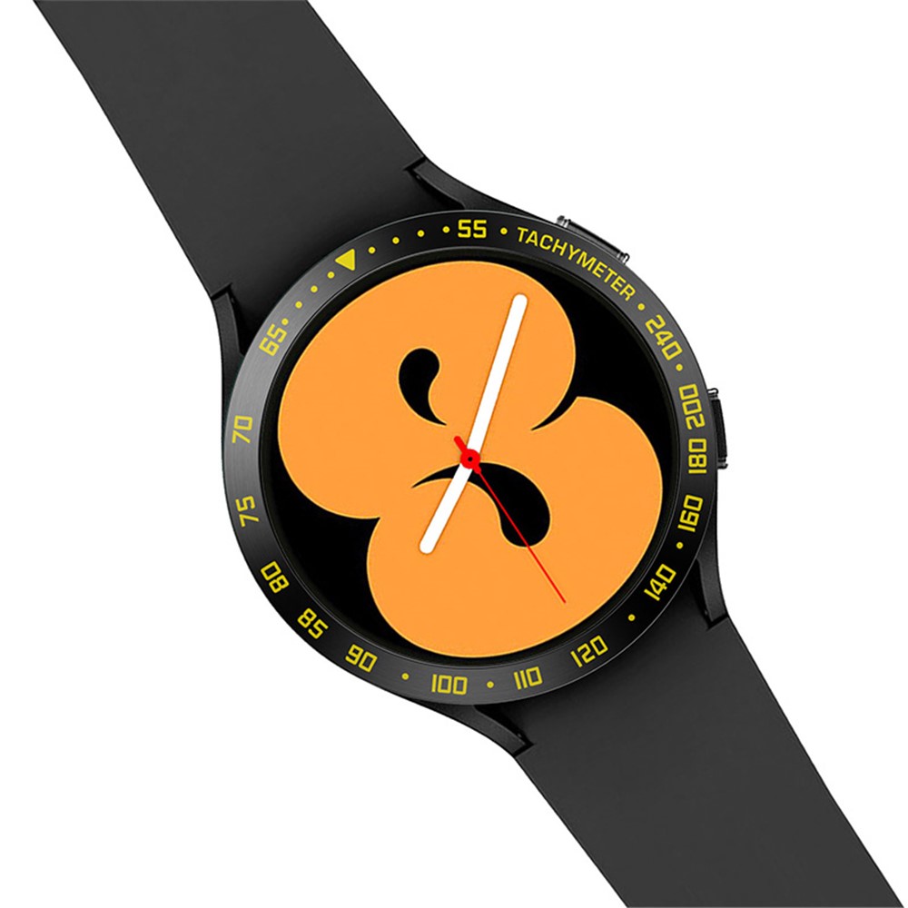 Decorative Stainless Steel Watch Bezel Ring Cover Protector for Samsung Galaxy Watch4 40mm - Black/Yellow-3