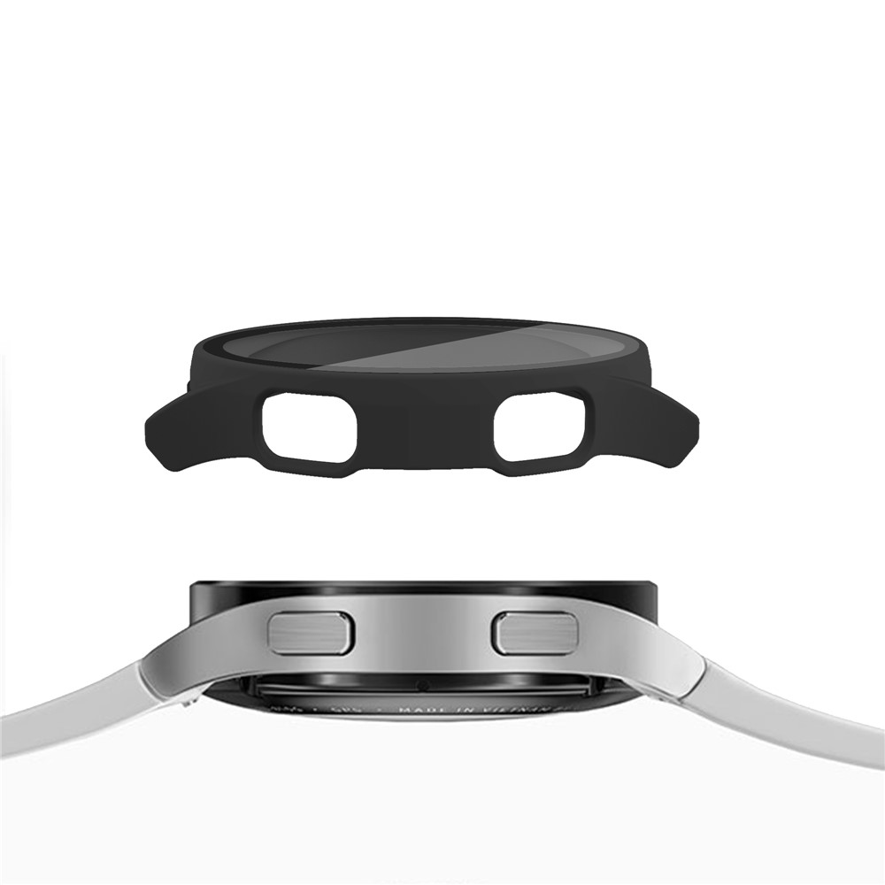 Full Coverage Rubberized Hard PC Protective Bumper Case with Built in Tempered Glass Screen Protector for Samsung Galaxy Watch4 40mm - Black-5
