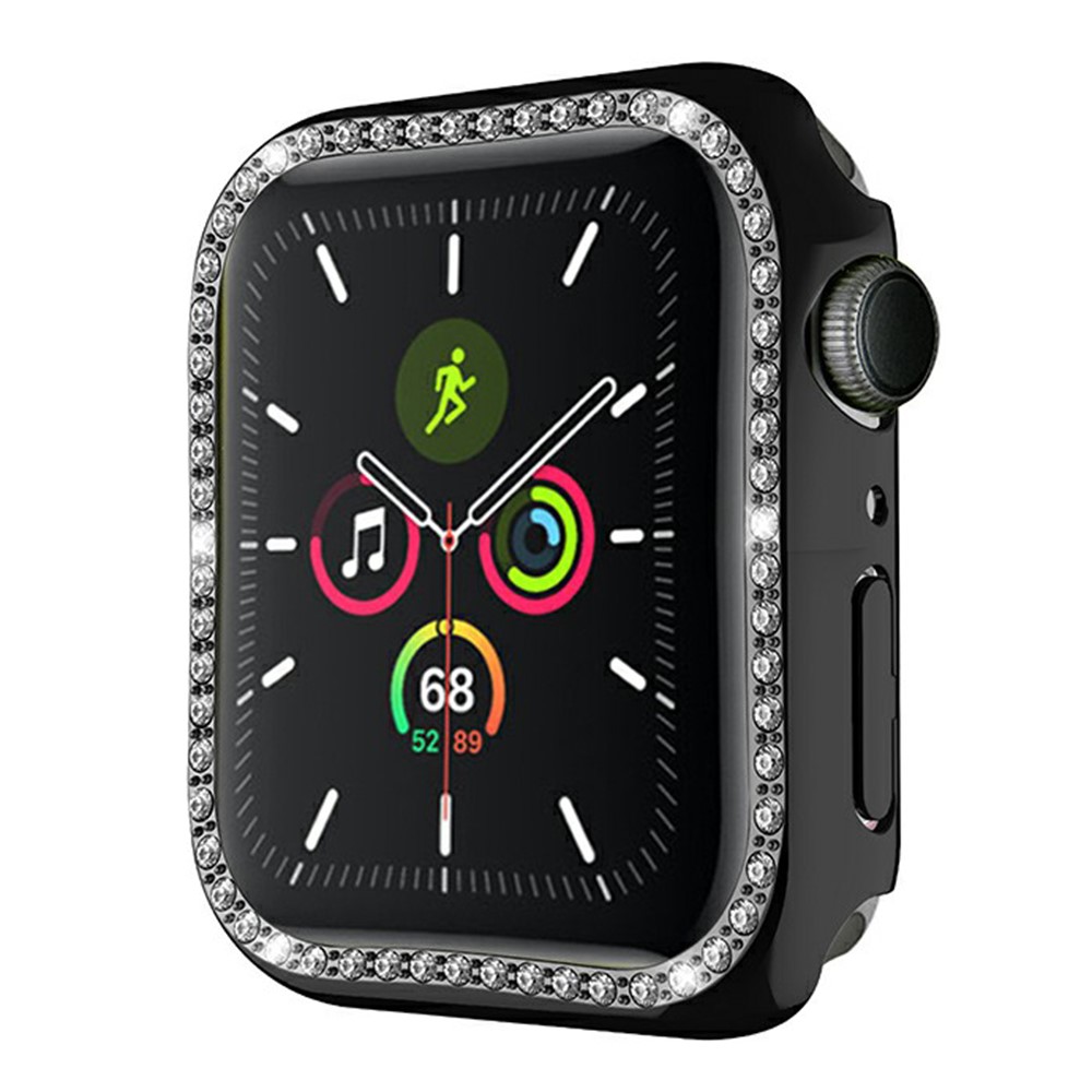 Shiny Rhinestones PC Smart Watch Case Cover Frame Protector for Apple Watch Series 7 41mm - Black-2