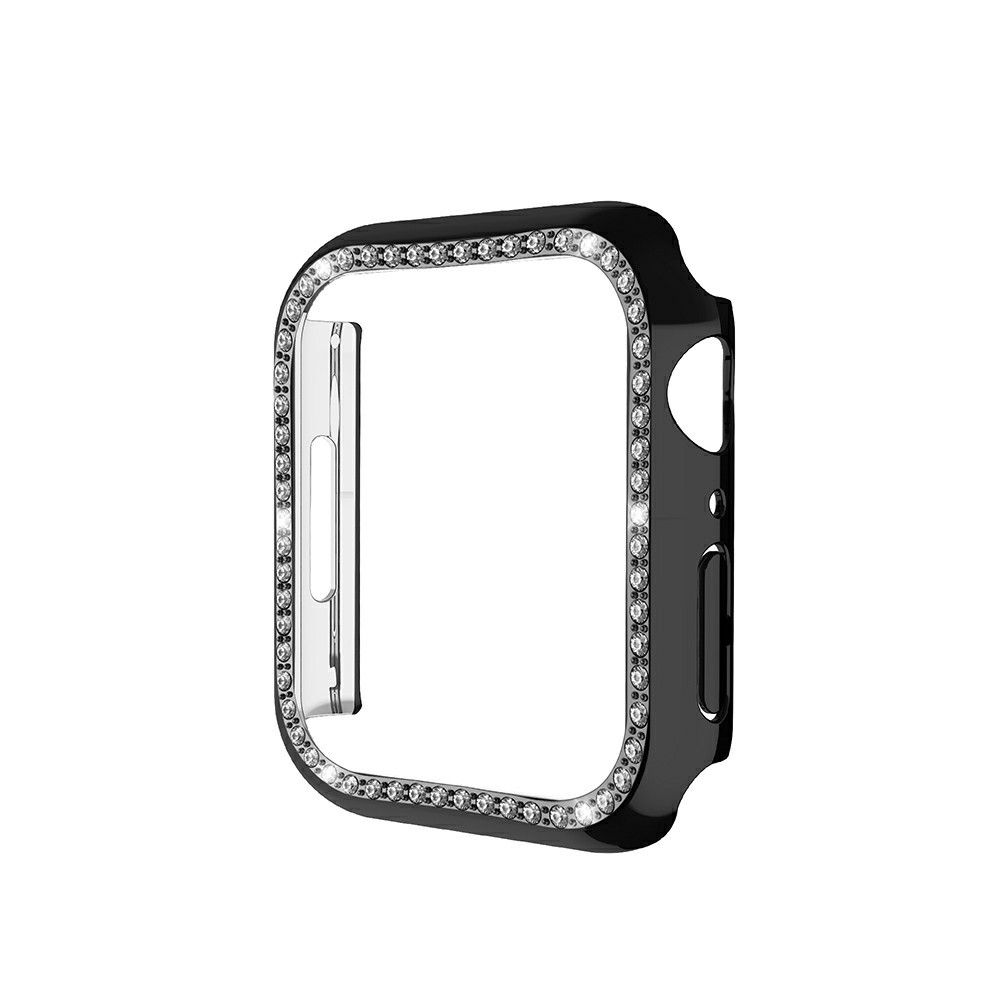 Shiny Rhinestones PC Smart Watch Case Cover Frame Protector for Apple Watch Series 7 41mm - Black-5
