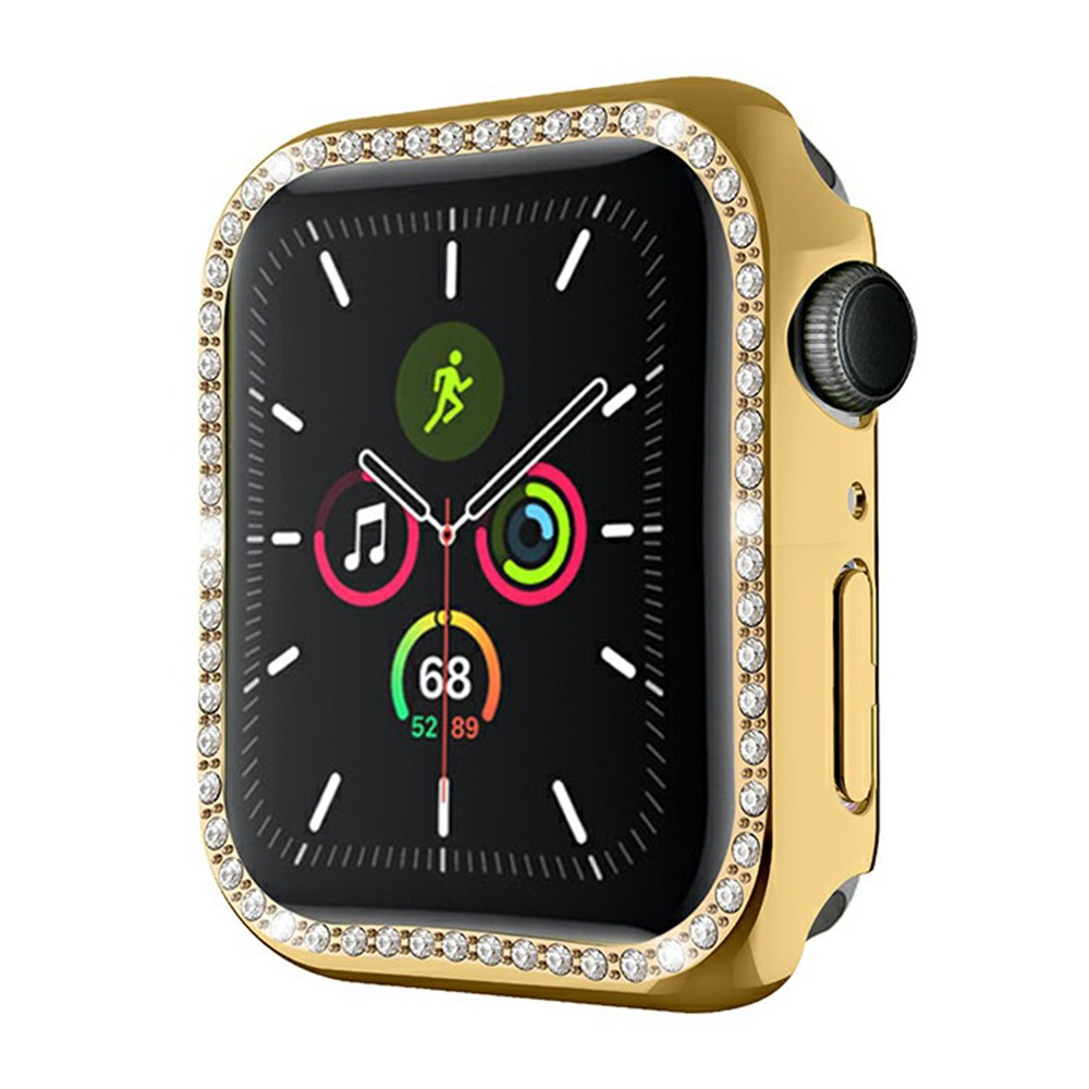 Shiny Rhinestones PC Smart Watch Case Cover Frame Protector for Apple Watch Series 7 41mm - Gold-2