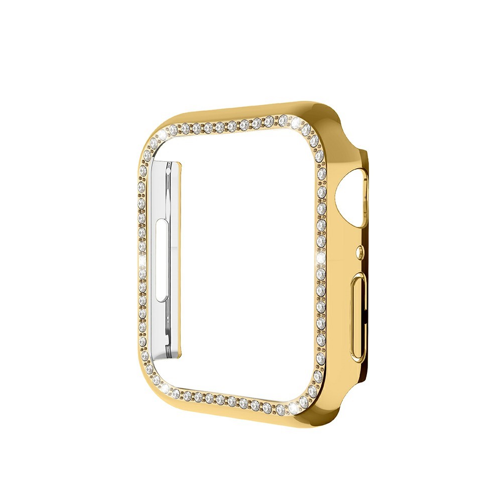 Shiny Rhinestones PC Smart Watch Case Cover Frame Protector for Apple Watch Series 7 41mm - Gold-5