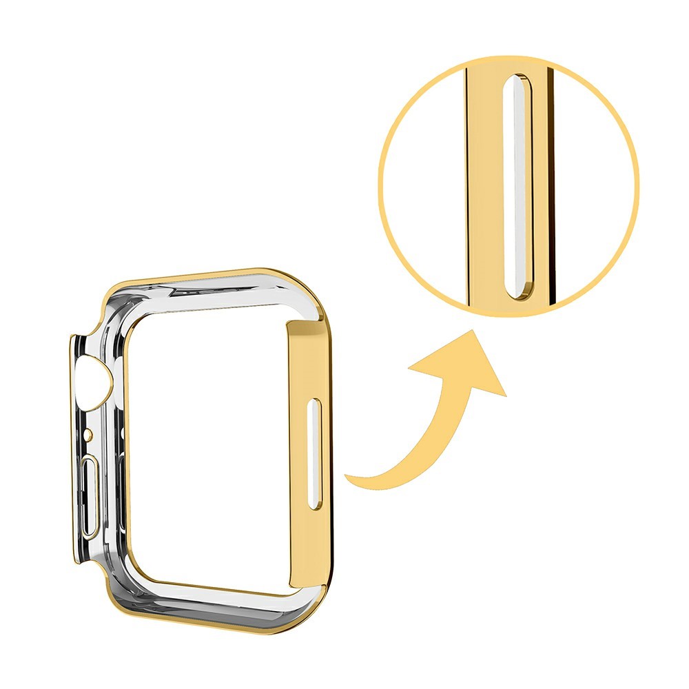 Shiny Rhinestones PC Smart Watch Case Cover Frame Protector for Apple Watch Series 7 41mm - Gold-8