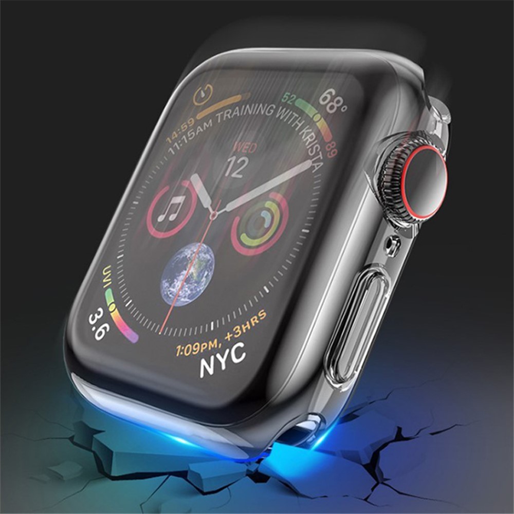 Full Coverage Anti-scratch TPU Smart Watch Protective Case for Apple Watch Series 7 41mm - Transparent White-8
