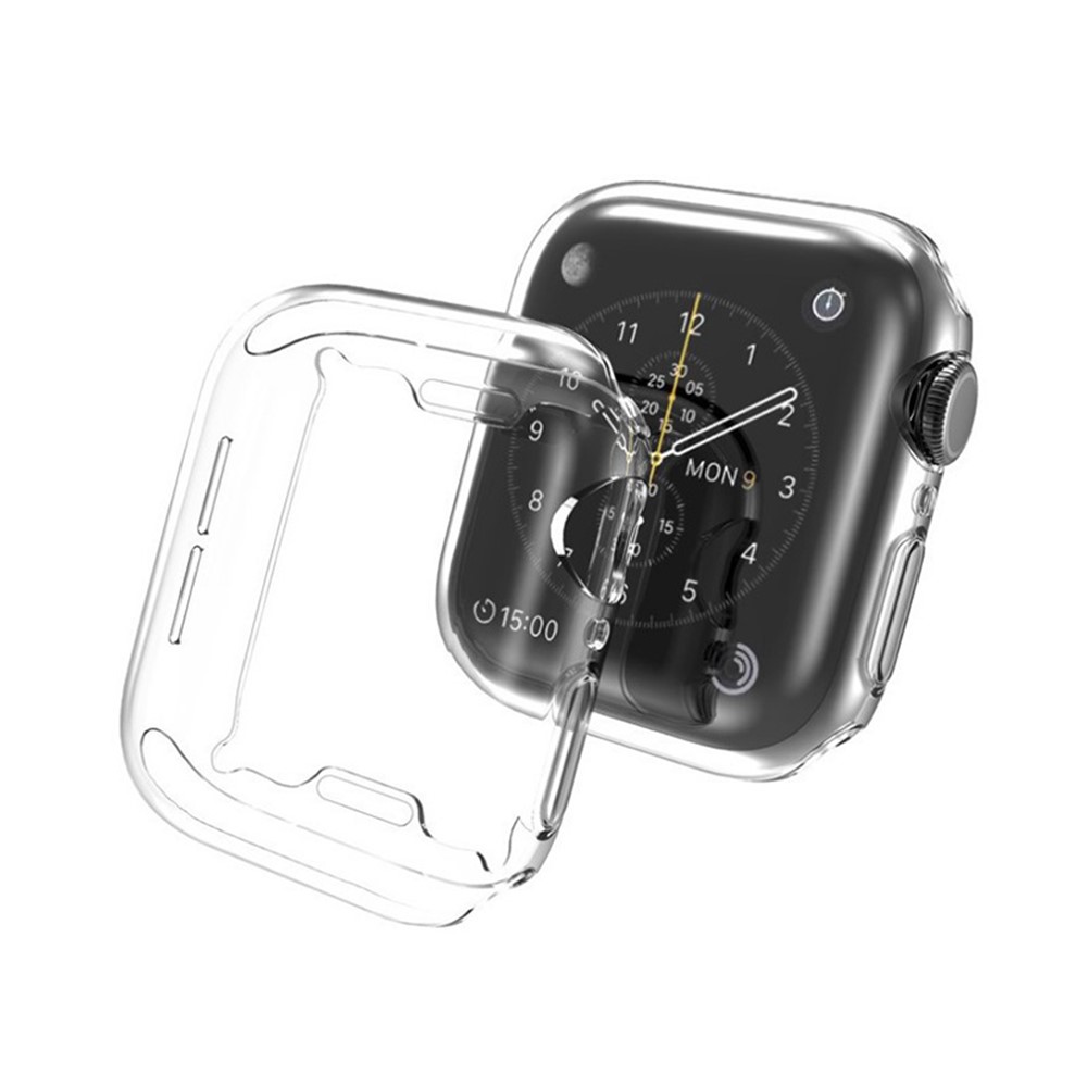 Drop-proof Full Coverage TPU Smart Watch Protective Case for Apple Watch Series 7 45mm - Transparent White-2