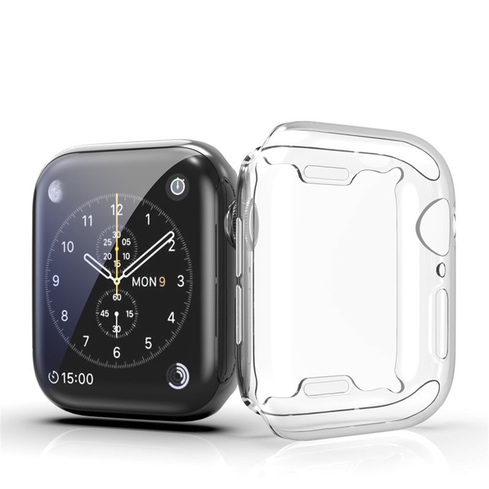 Drop-proof Full Coverage TPU Smart Watch Protective Case for Apple Watch Series 7 45mm - Transparent White-3