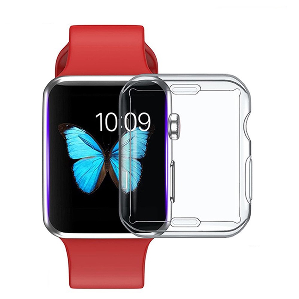Drop-proof Full Coverage TPU Smart Watch Protective Case for Apple Watch Series 7 45mm - Transparent White-4