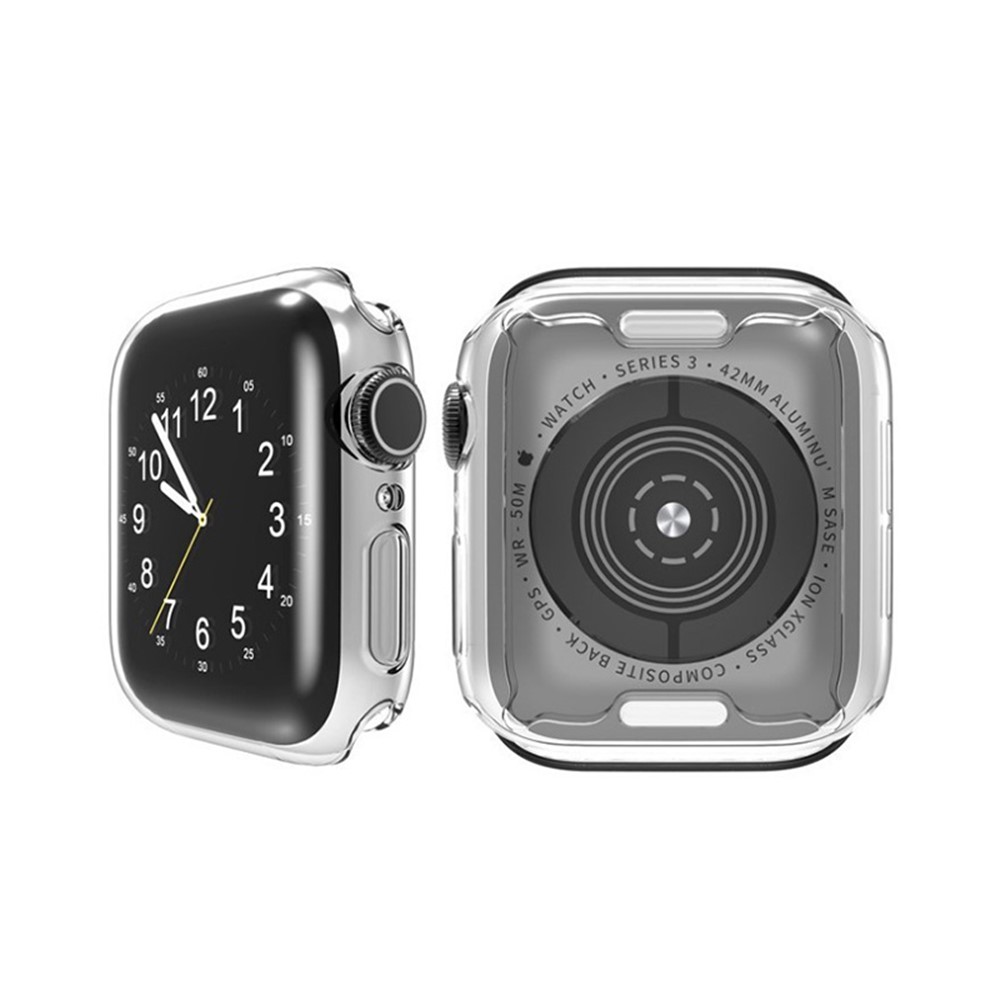 Drop-proof Full Coverage TPU Smart Watch Protective Case for Apple Watch Series 7 45mm - Transparent White-6