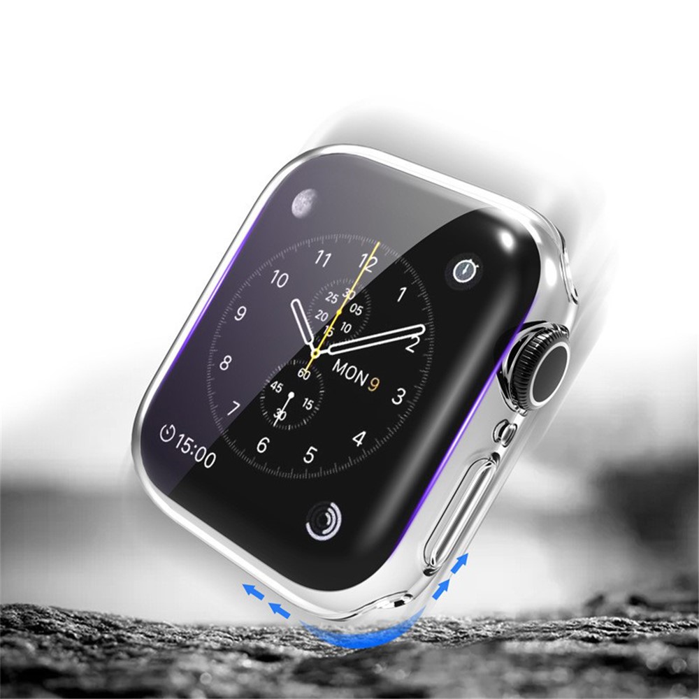 Drop-proof Full Coverage TPU Smart Watch Protective Case for Apple Watch Series 7 45mm - Transparent White-7