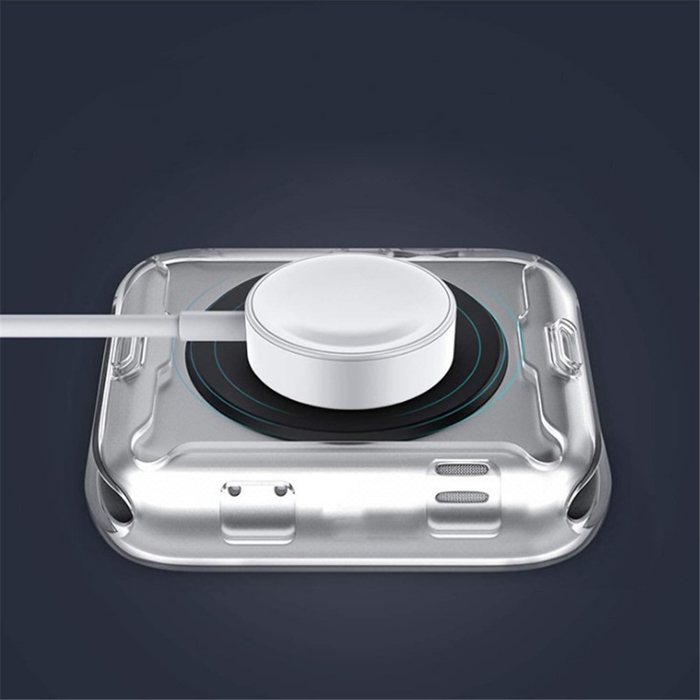 Drop-proof Full Coverage TPU Smart Watch Protective Case for Apple Watch Series 7 45mm - Transparent White-9