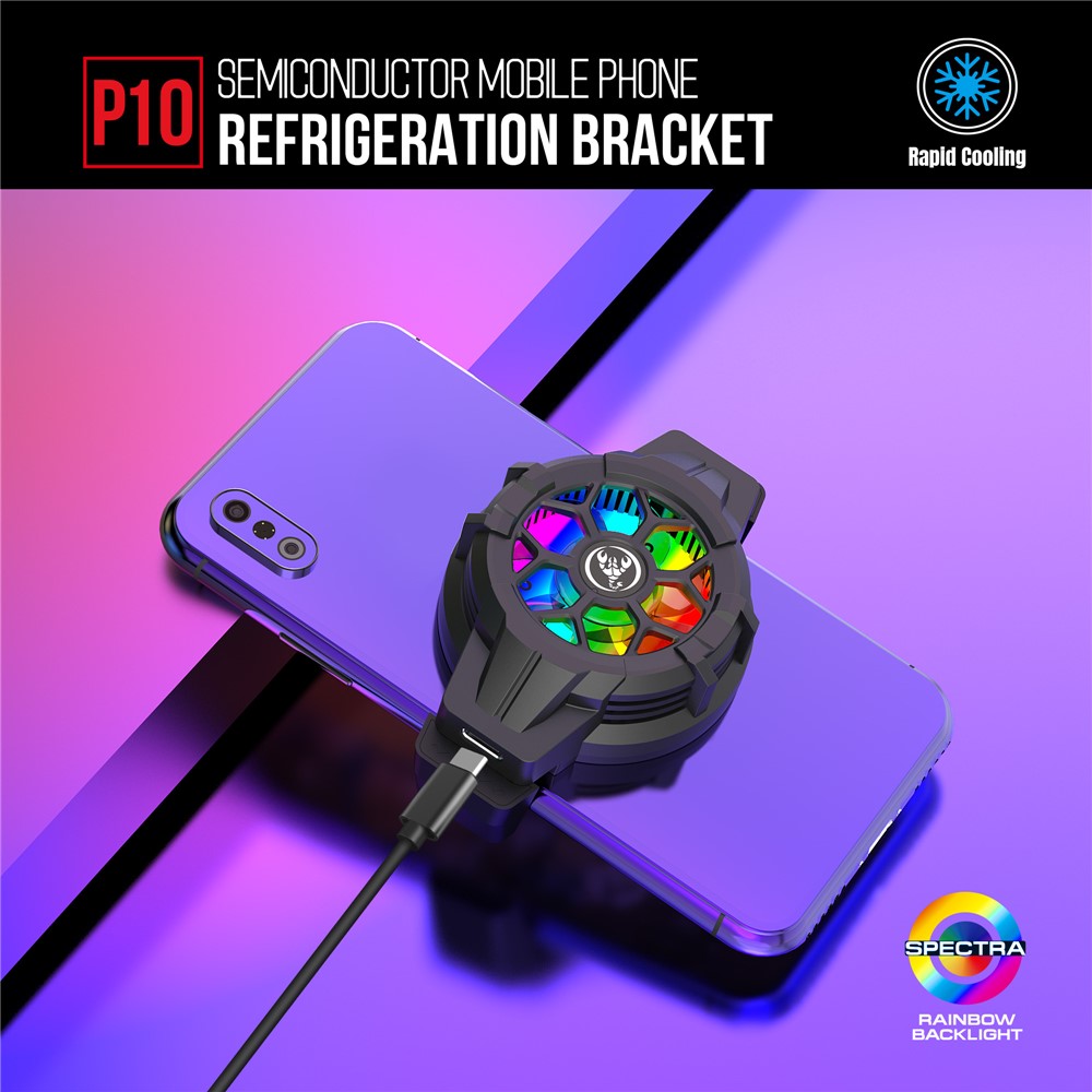 HXSJ P10 Mobile Phone Radiator Cooling Fan Smartphone Live Streaming Gaming Heat Dissipation Cooler - Black-2