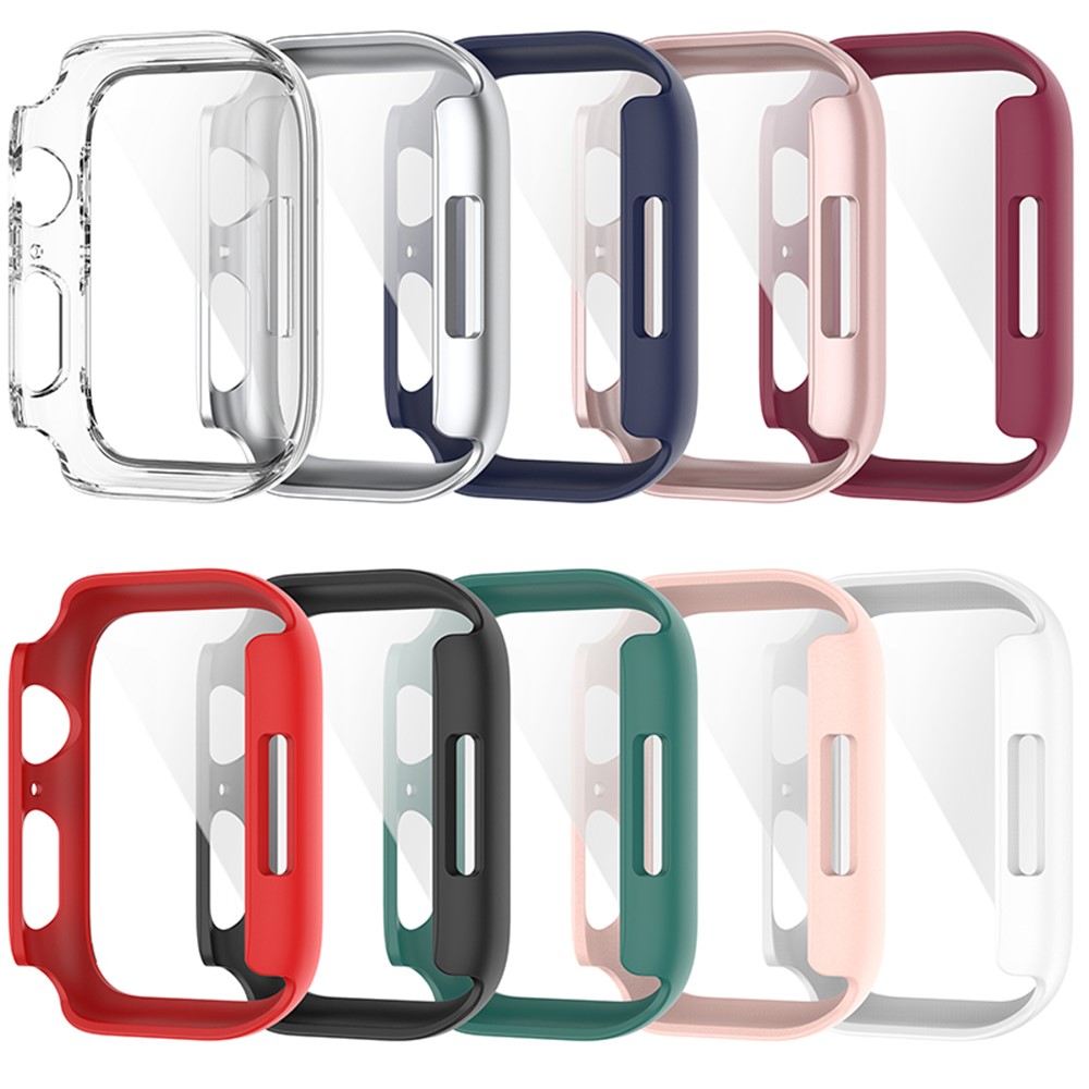 2 in 1 Hard PC Frame with Tempered Glass Screen Protector Integrated Watch Case Protective Cover for Apple Watch Series 7 45mm - White-9