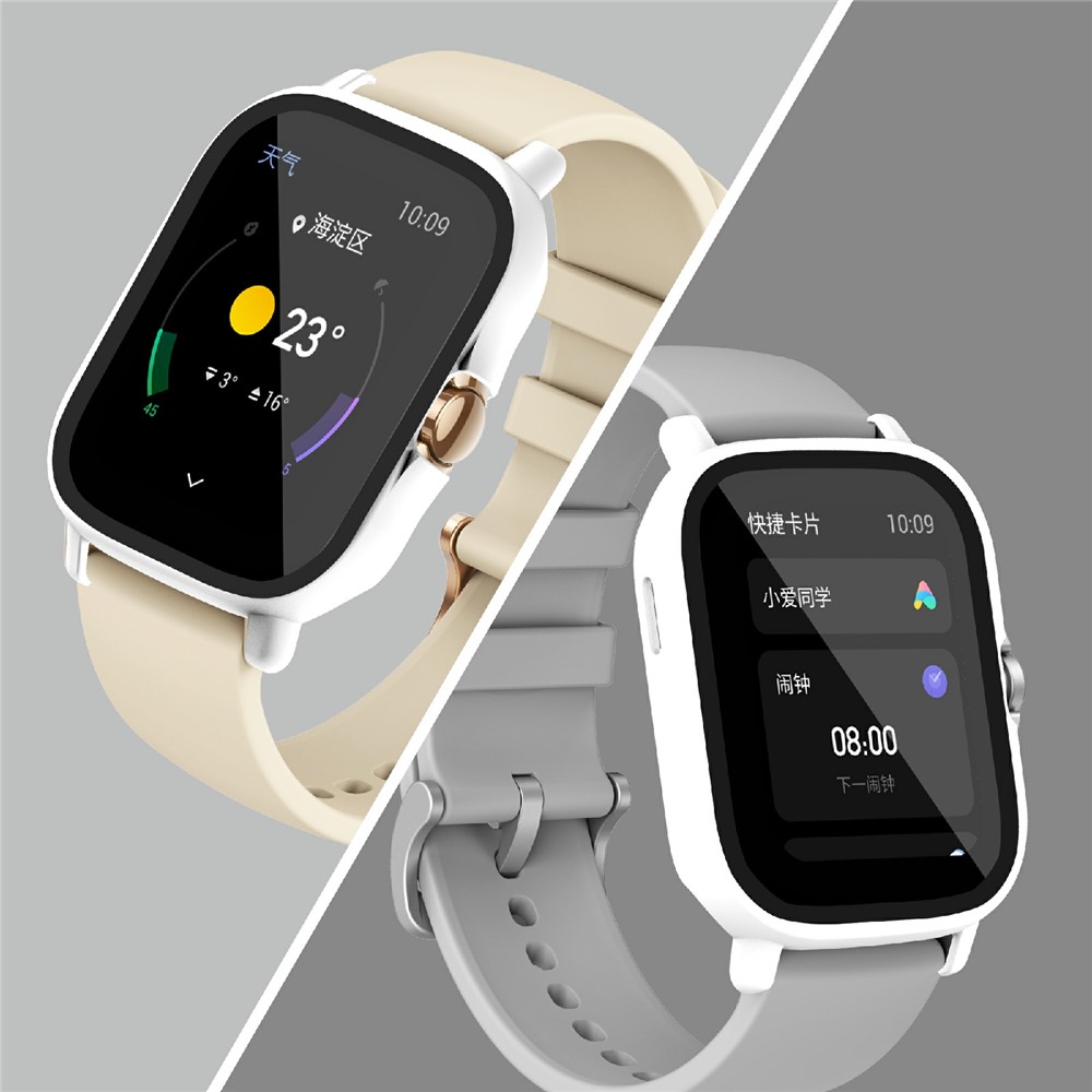 Hard PC All-Around Protective Shell with HD Anti-Scratch Tempered Glass Screen Protector for Huami Amazfit GTS 2 - White-10